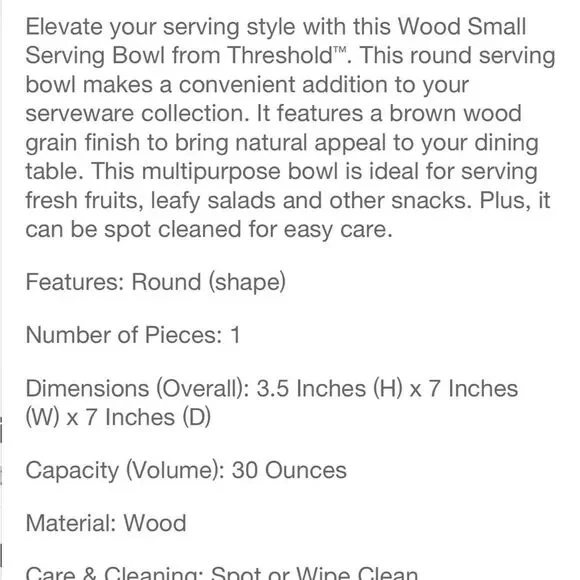 THRESHOLD NEW small wooden multipurpose serving bowl - Picture 4 of 4